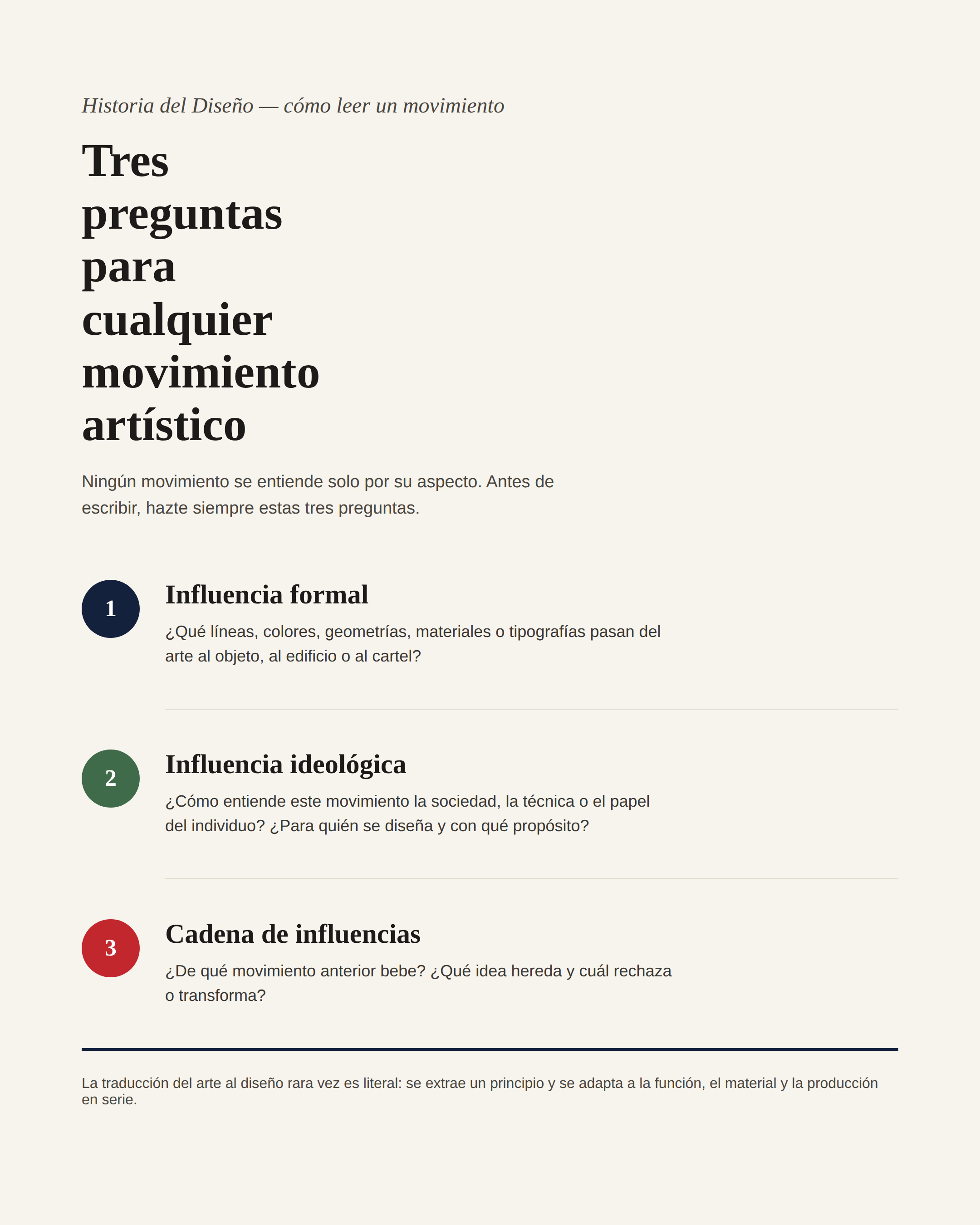 Infografía: tres preguntas para leer cualquier movimiento